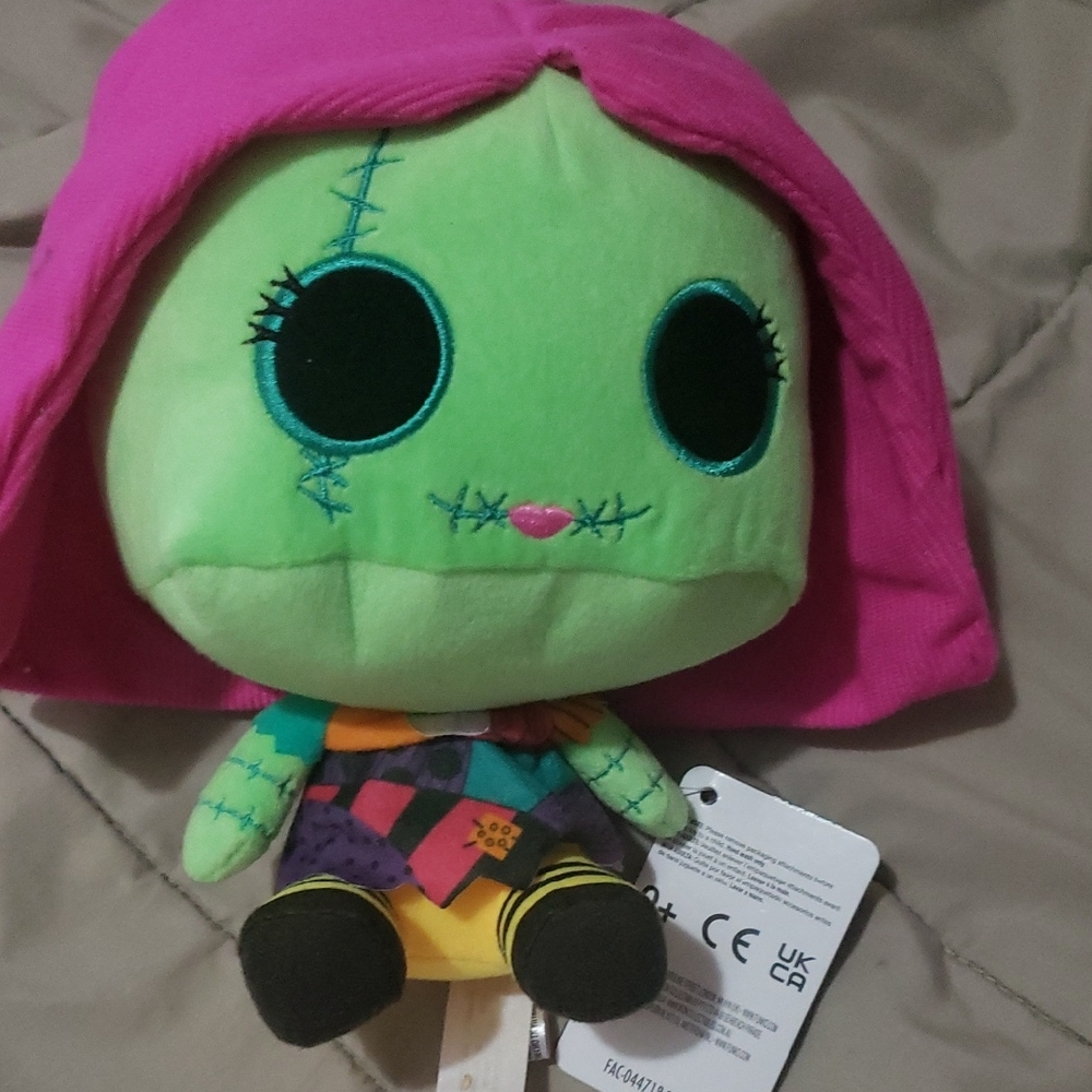 Disney Plush Doll with Pink Hair and Green Face
